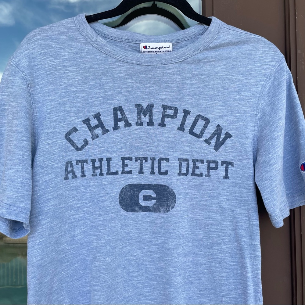 Champion Blue Heathered Graphic Tee S